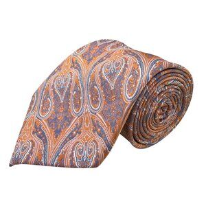 Barcelona Cravatte Mens Orange & Blue Polyester Paisley Pattern Tie